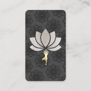 Yoga Pose Lotus Flower Pattern Business Card