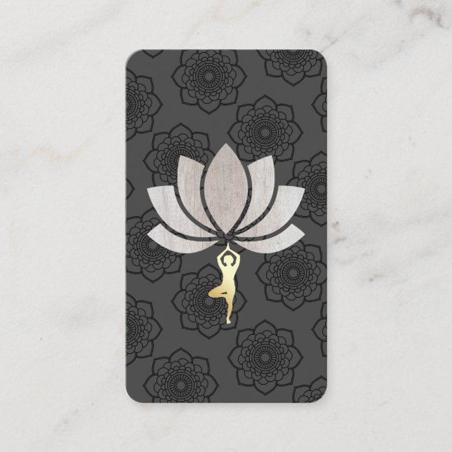 Yoga Pose Lotus Flower Pattern Business Card (Front)