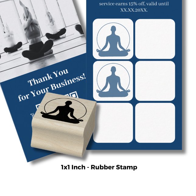 Yoga Pose - Loyalty Card Devaluation  Rubber Stamp (Custom Logo - Loyalty Card Devaluation Rubber Stamp)