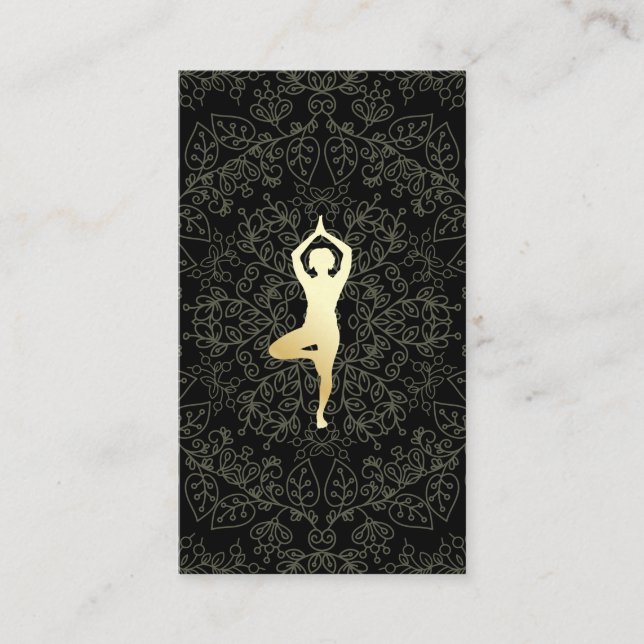 Yoga Pose Mandala Pattern Business Card (Front)
