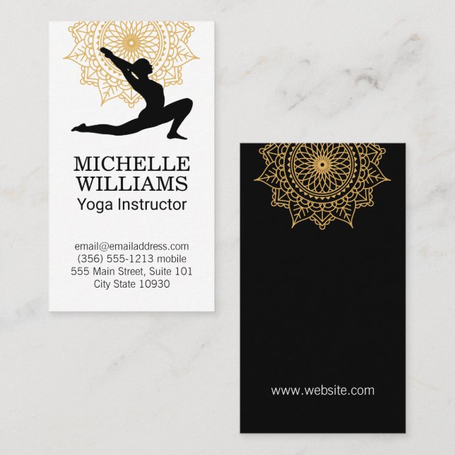 Yoga Pose | Mandala Pattern Business Card (Front/Back)
