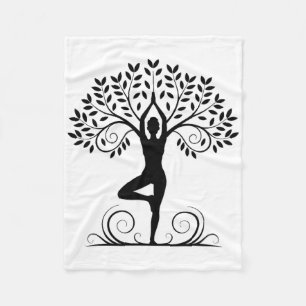 Yoga Pose Meditation Namaste Buddhism Tree _2 Fleece Blanket