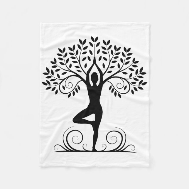 Yoga Pose Meditation Namaste Buddhism Tree _2  Fleece Blanket (Front)