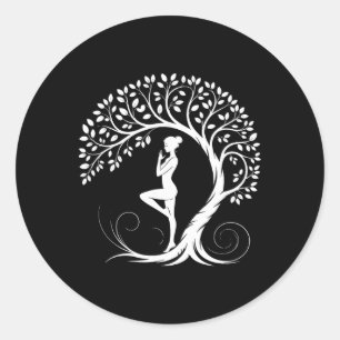 Yoga Pose Meditation Namaste Buddhism Tree Classic Round Sticker