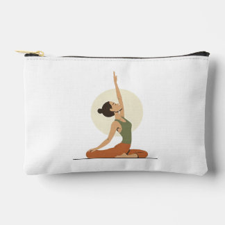 Yoga Pose Monoline Earthy Tones | Accessory Pouch