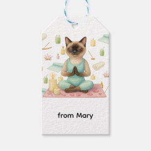 Yoga Pose Namaste for Siamese Cat Lovers  Gift Tags