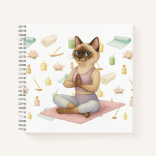 Yoga Pose Namaste for Siamese Cat Lovers Notebook