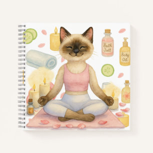 Yoga Pose Namaste for Siamese Cat Lovers Notebook