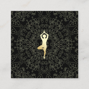 Yoga Pose Natural Pattern Square Business Card
