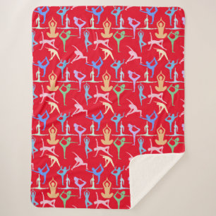 Yoga Pose Pastel Pattern 01.bx4 Red BG Sherpa Blanket