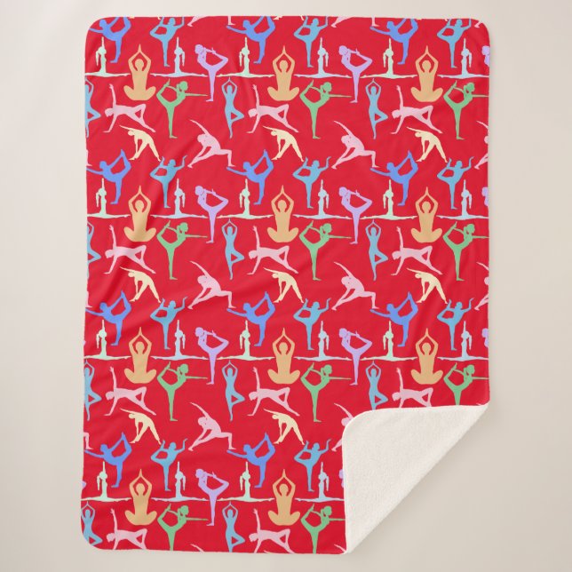 Yoga Pose Pastel Pattern 01.bx4 Red BG Sherpa Blanket (Front)
