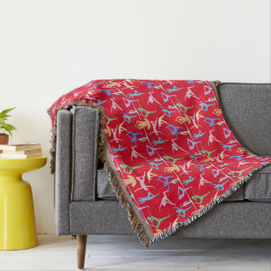 Yoga Pose Pastel Pattern 01.bx4 Red BG Throw Blanket