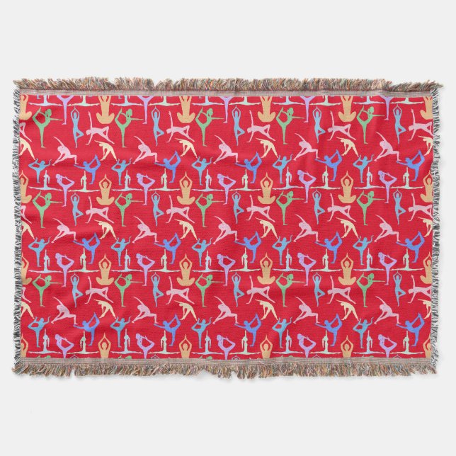 Yoga Pose Pastel Pattern 01.bx4 Red BG Throw Blanket (Front)