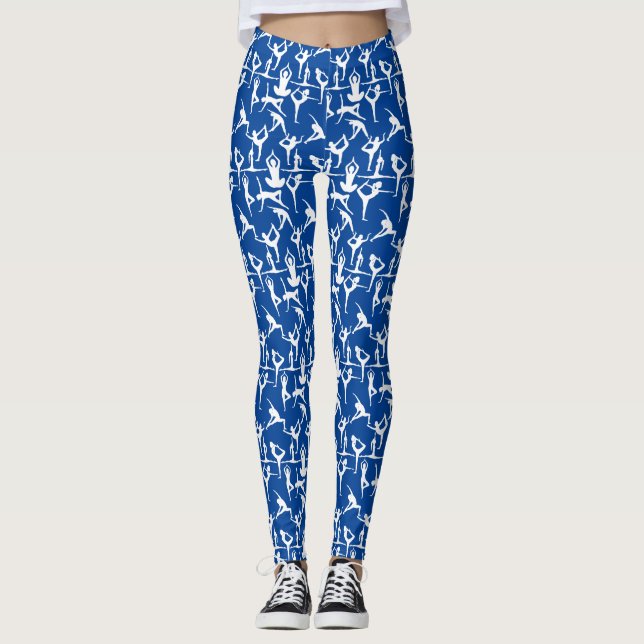 Yoga pose pattern 01.bx4.Blue BG Leggings (Front)