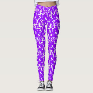Yoga pose pattern 01.bx4.LUPurple BG Leggings