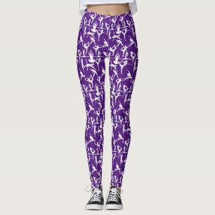 Yoga pose pattern 01.bx4.Purple BG Leggings