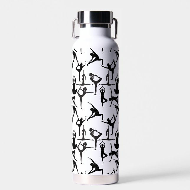 Yoga pose pattern 01.w BG Water Bottle (Front)