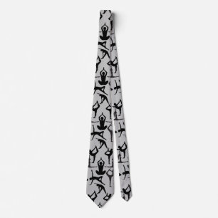 Yoga pose pattern 01.w Grey BG Tie