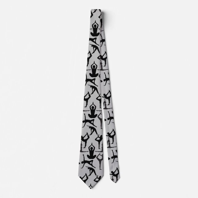 Yoga pose pattern 01.w Grey BG Tie (Front)