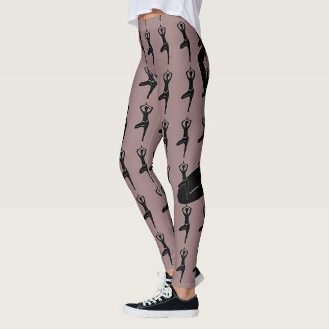Yoga Pose Silhouette Leggings (Left)