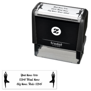 Yoga pose silhouette self-inking address stamp