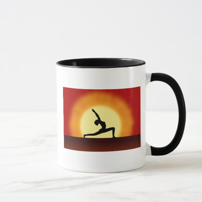 Yoga Pose Silhouette Sunrise Tea or Coffee Mug (Right)