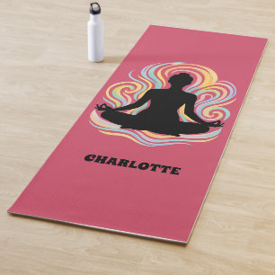 Yoga pose swirls pink name mat