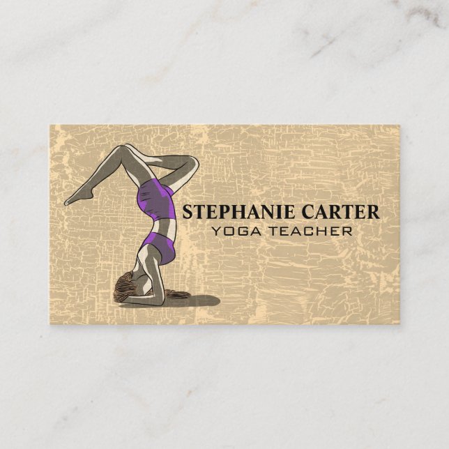 Yoga Pose | Textured Grey Business Card (Front)