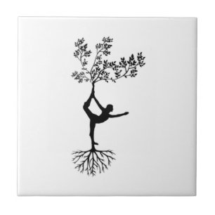 Yoga Pose Tree Roots Ceramic Photo Tile