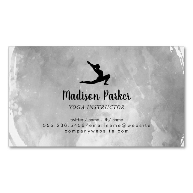 Yoga Pose |  Watercolor Brushed Magnetic Business Card (Front)