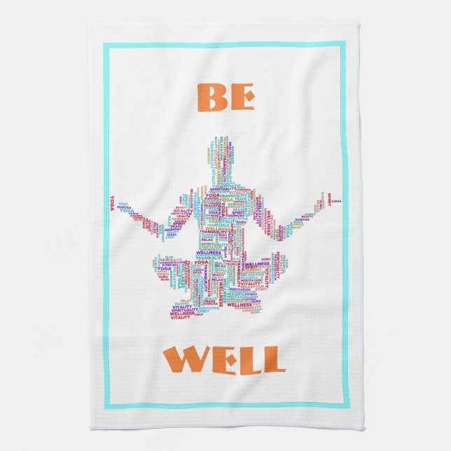 Yoga Pose Word Cloud Personalised Tea Towel (Vertical)