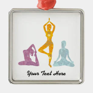 Yoga Poses (customisable) Metal Tree Decoration