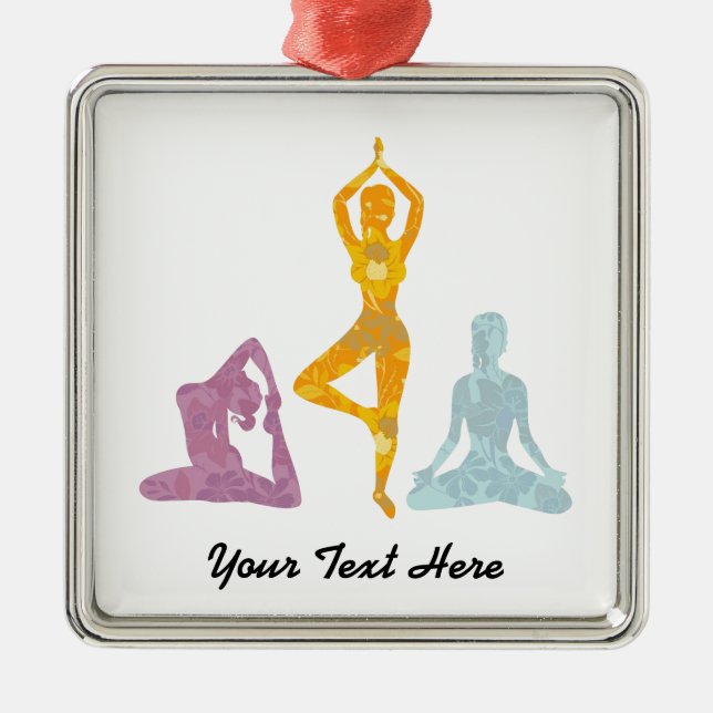 Yoga Poses (customisable) Metal Tree Decoration (Front)
