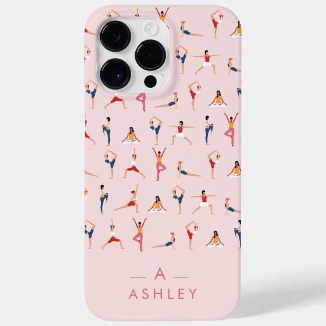 Yoga Poses Fun & Cute Pink Personalised  Case-Mate iPhone Case (Back)