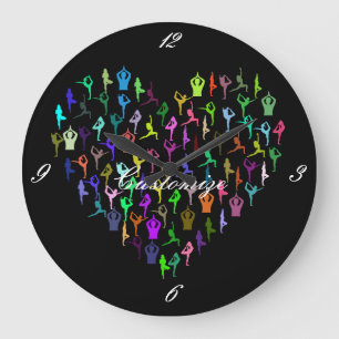 Yoga Poses Heart Thunder_Cove Large Clock