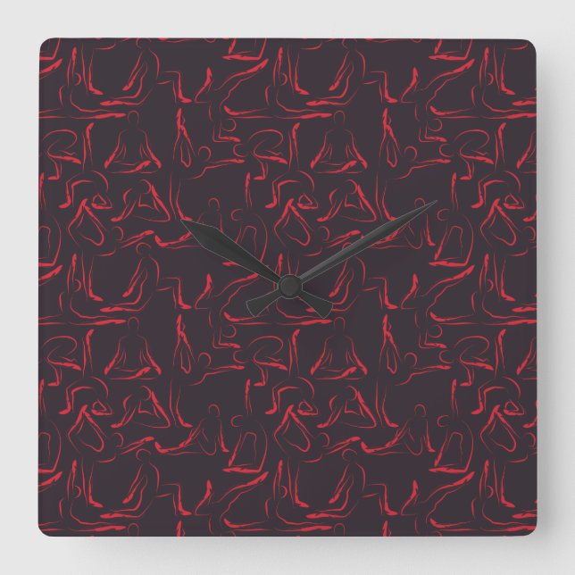 Yoga poses pattern | Yoga seamless pattern 12 Square Wall Clock (Front)