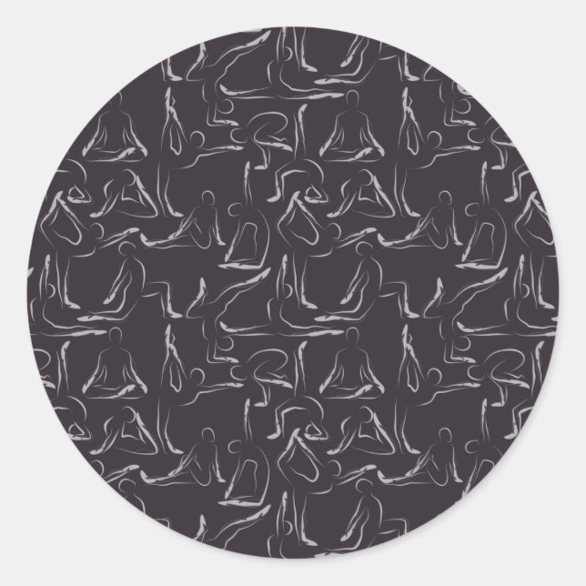 Yoga poses pattern | Yoga seamless pattern 15 Classic Round Sticker (Front)