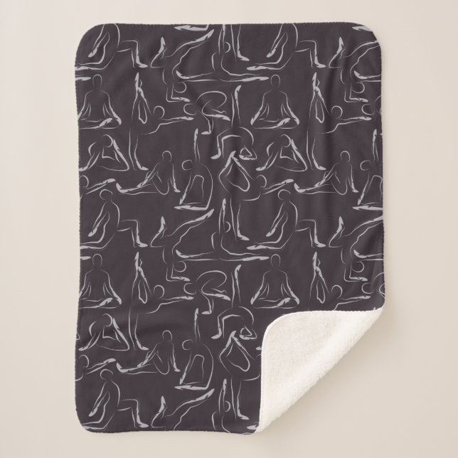 Yoga poses pattern | Yoga seamless pattern 15 Sherpa Blanket (Front)