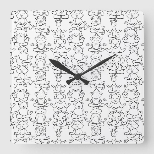 Yoga poses pattern | Yoga seamless pattern 16 Square Wall Clock (Front)