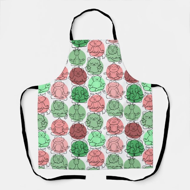 Yoga poses pattern | Yoga seamless pattern 18 Apron (Front)
