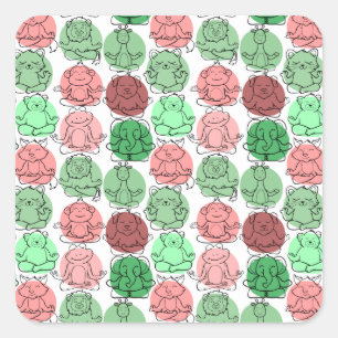 Yoga poses pattern Yoga seamless pattern 18 Square Sticker
