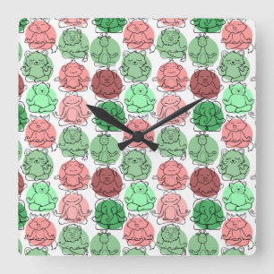Yoga poses pattern Yoga seamless pattern 18 Square Wall Clock