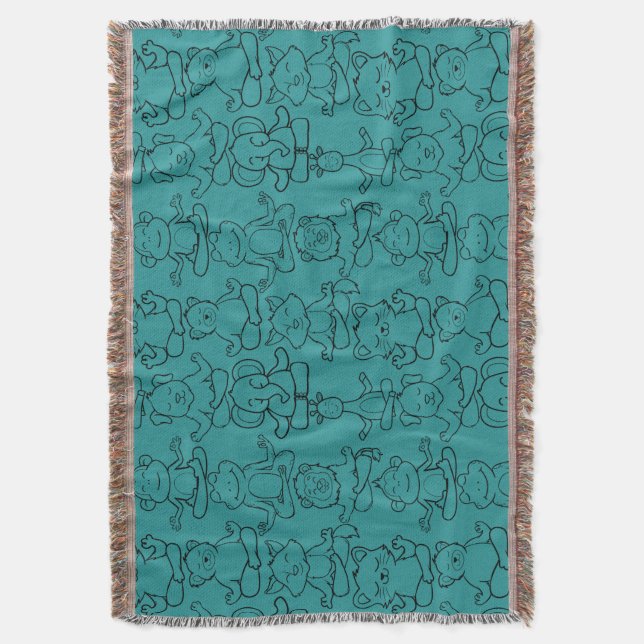 Yoga poses pattern | Yoga seamless pattern 21 Throw Blanket (Front Vertical)