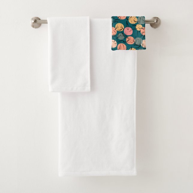Yoga poses pattern | Yoga seamless pattern 23 Bath Towel Set (Insitu)