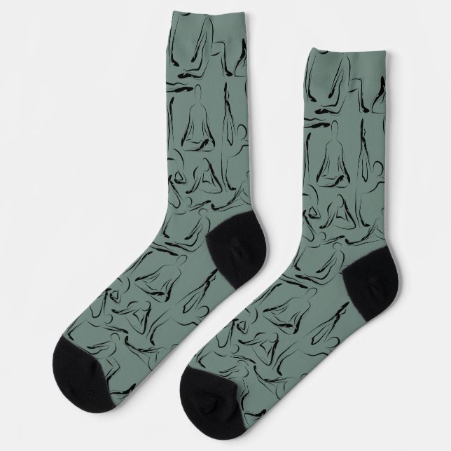 Yoga poses pattern | Yoga seamless pattern 24 iPad Socks (Left)