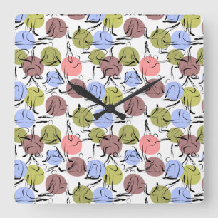 Yoga poses pattern Yoga seamless pattern 25 Square Wall Clock