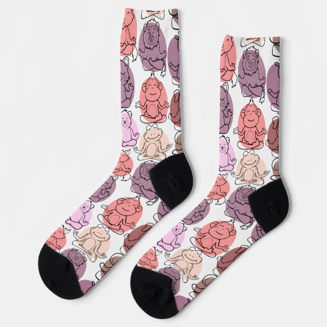 Yoga poses pattern | Yoga seamless pattern 31 Adul Socks (Left)
