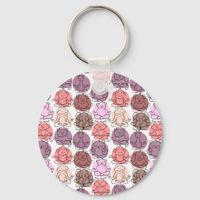 Yoga poses pattern | Yoga seamless pattern 31 Key Ring (Front)