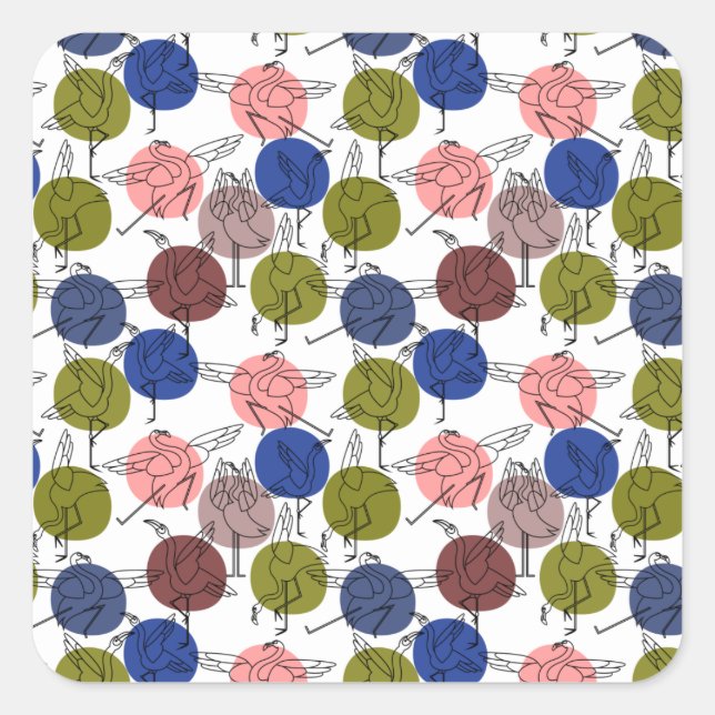 Yoga poses pattern | Yoga seamless pattern 34 Square Sticker (Front)