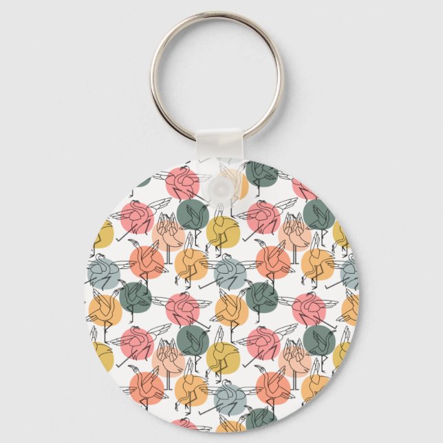 Yoga poses pattern | Yoga seamless pattern 37 Key Ring (Front)